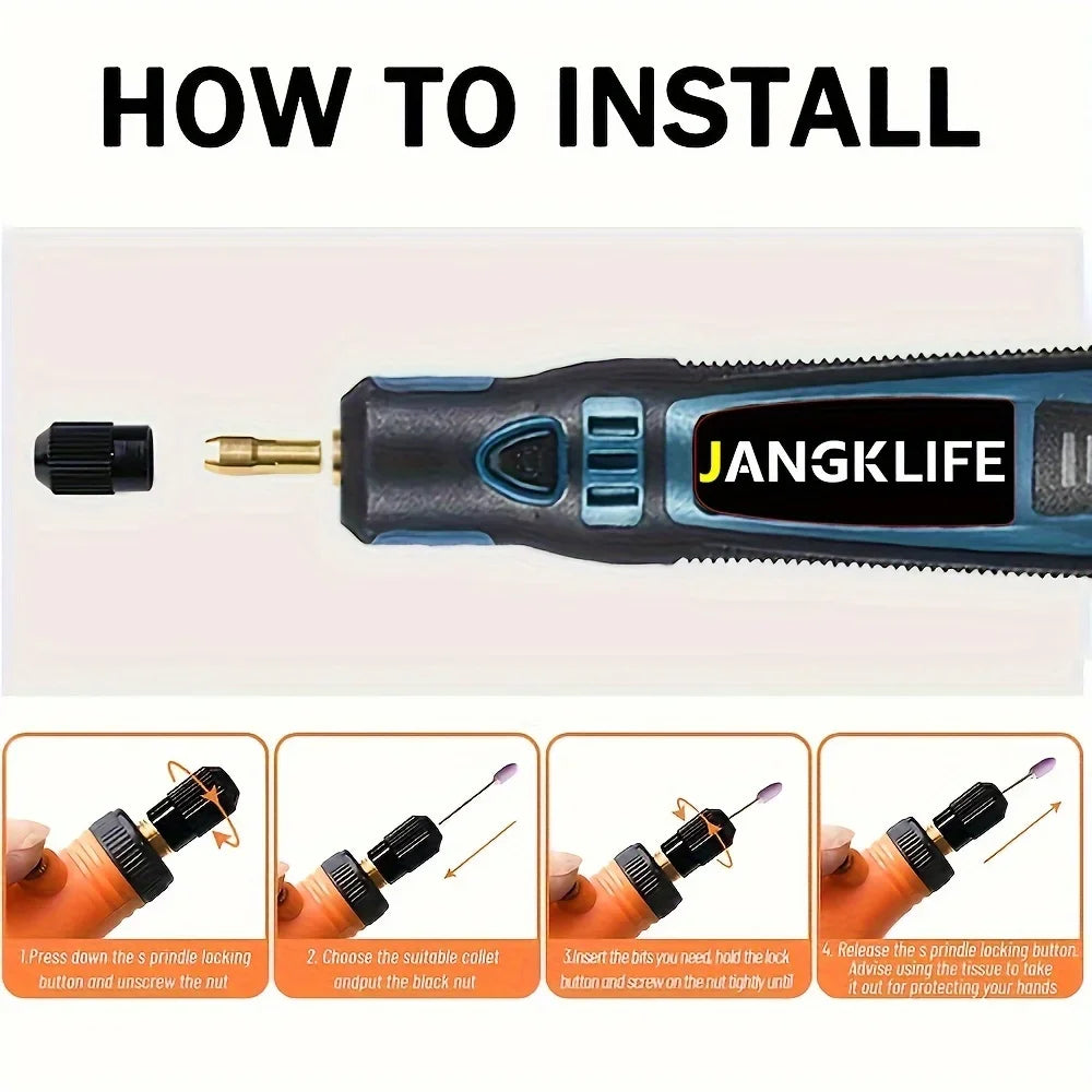 JANGKLIFE USB Cordless Rotary Tool Kit Woodworking Engraving Pen DIY For Jewelry Metal Glass Mini Wireless Drill