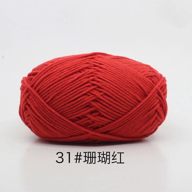 40-50g/Set 4ply Milk Cotton(80%) Knitting Yarn Needlework Dyed Lanas For Crochet Craft Sweater Hat Dolls At Low Price