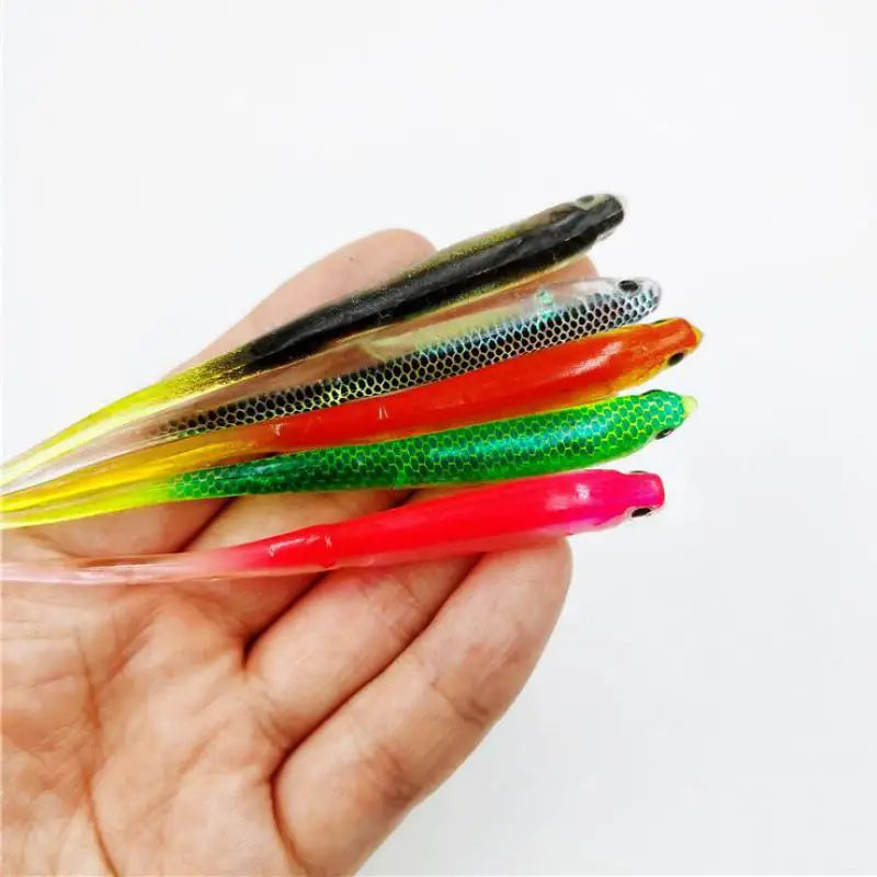 1pcs Rainbow Color  T Tail Soft Fishing Bait 2.2g 10cm Swimbait Sequin Swing Worm Fishing Lures Spinner Baits Pesca