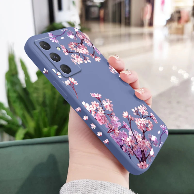 Falling Flowers Phone Case For Samsung Galaxy A56 A55 A36 A35 A26 A25 A15 A17 A16 A07 A06 A05 A54 A34 A24 A14 A04 A04S A04E 5G