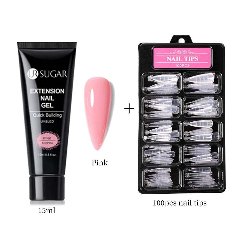 UR SUGAR 15ml Nail Extension Gel Soak Off UV LED Acrylic Crystal White Clear Nude Gel Nail Polish UV Construction Gel