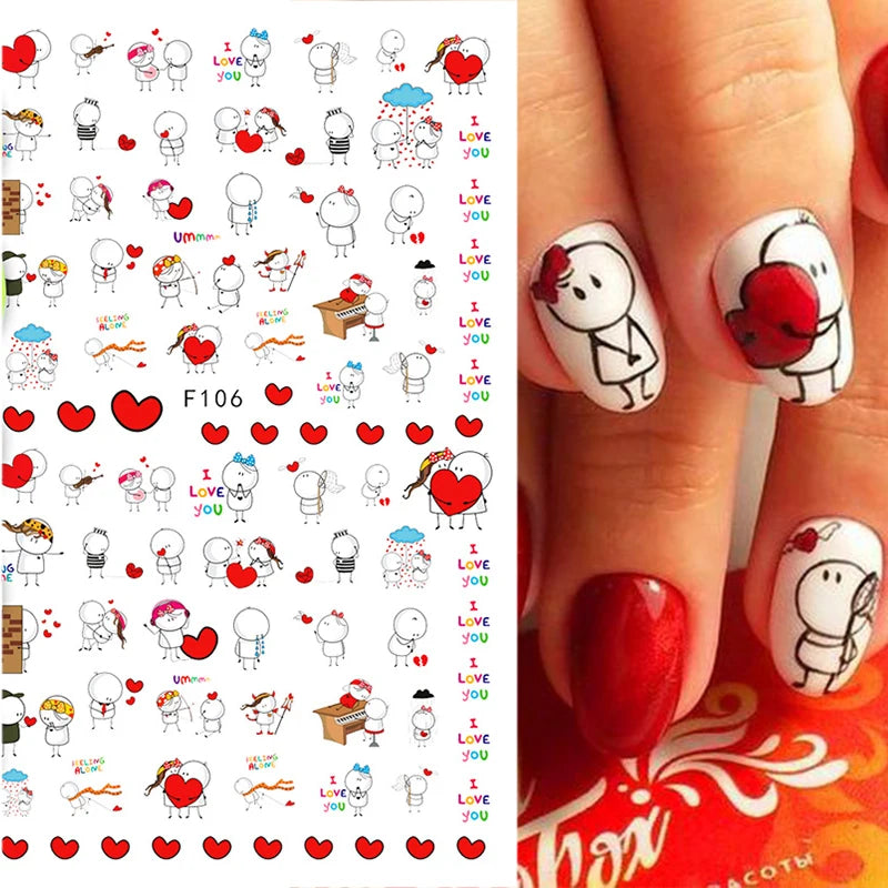 1PCS 3D Laser Heart Letter Nail Sticker Nail Art Decoration Flower Star Nail Accessories Decal Stickers Nail Supplies Nail Parts