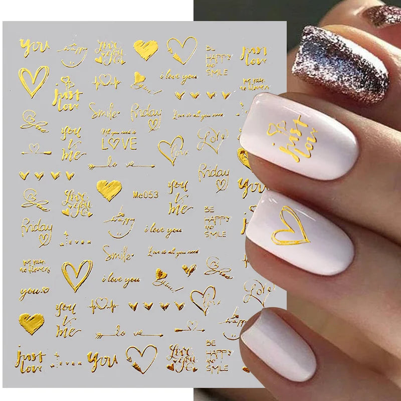 1PCS 3D Laser Heart Letter Nail Sticker Nail Art Decoration Flower Star Nail Accessories Decal Stickers Nail Supplies Nail Parts