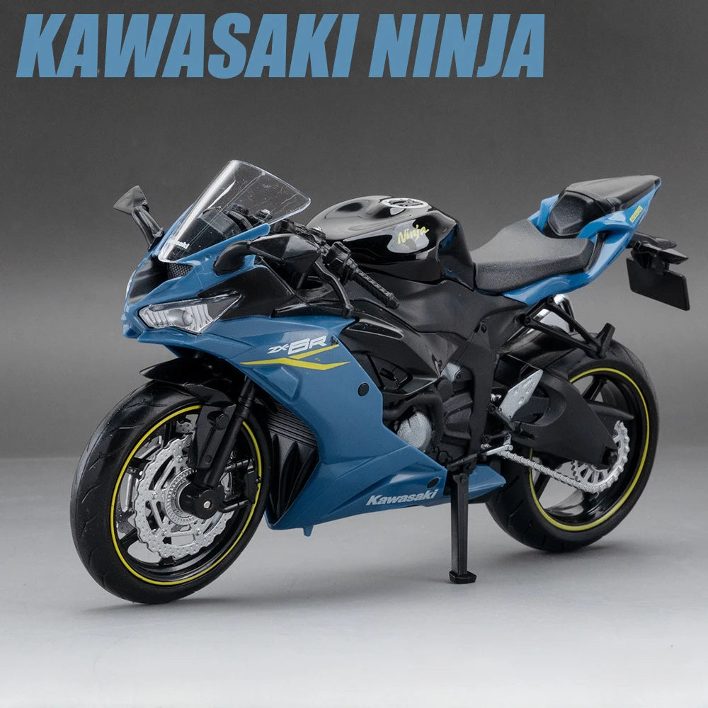 1:12 Kawasaki NIJIA ZX-6R Motorcycle Alloy Model Cars Toys Rubber Tires Wheel Shock Absorpoon Vehicle for Children Festival Gift