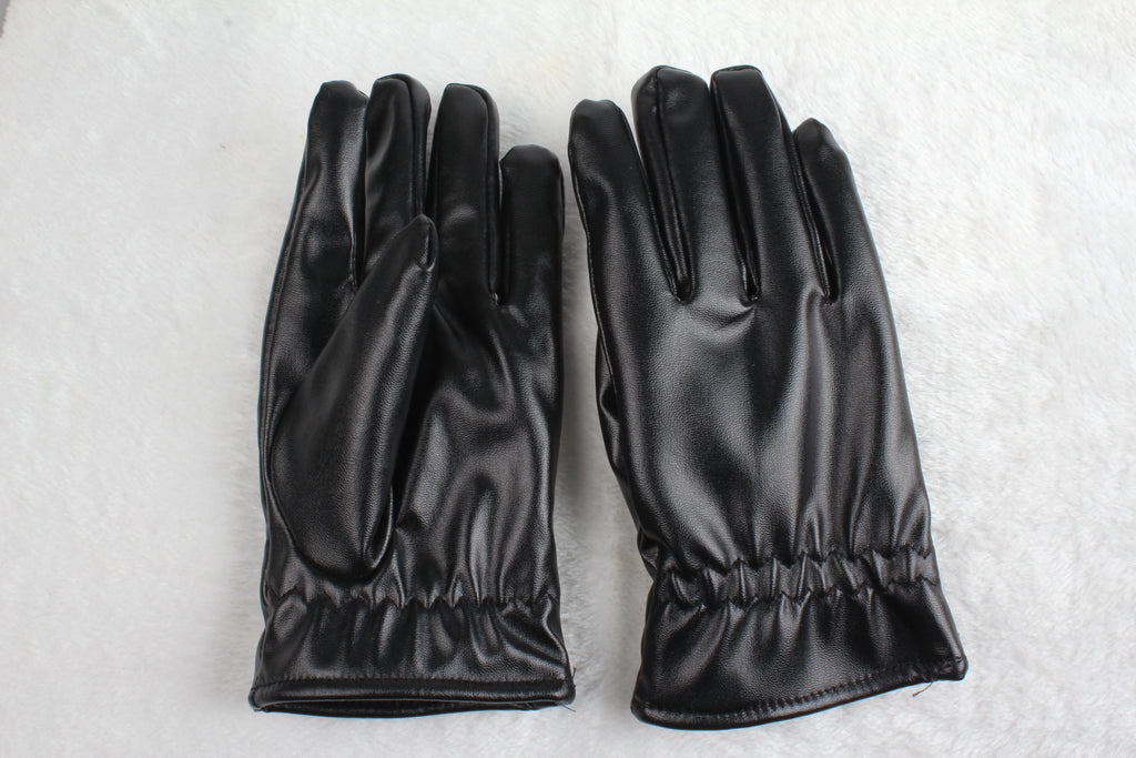 1Pair Unisex Black Leather Gloves Winter Warm Windproof High Quality Soft Gloves Outdoor Cycling Skiing Running Motorbike Gloves