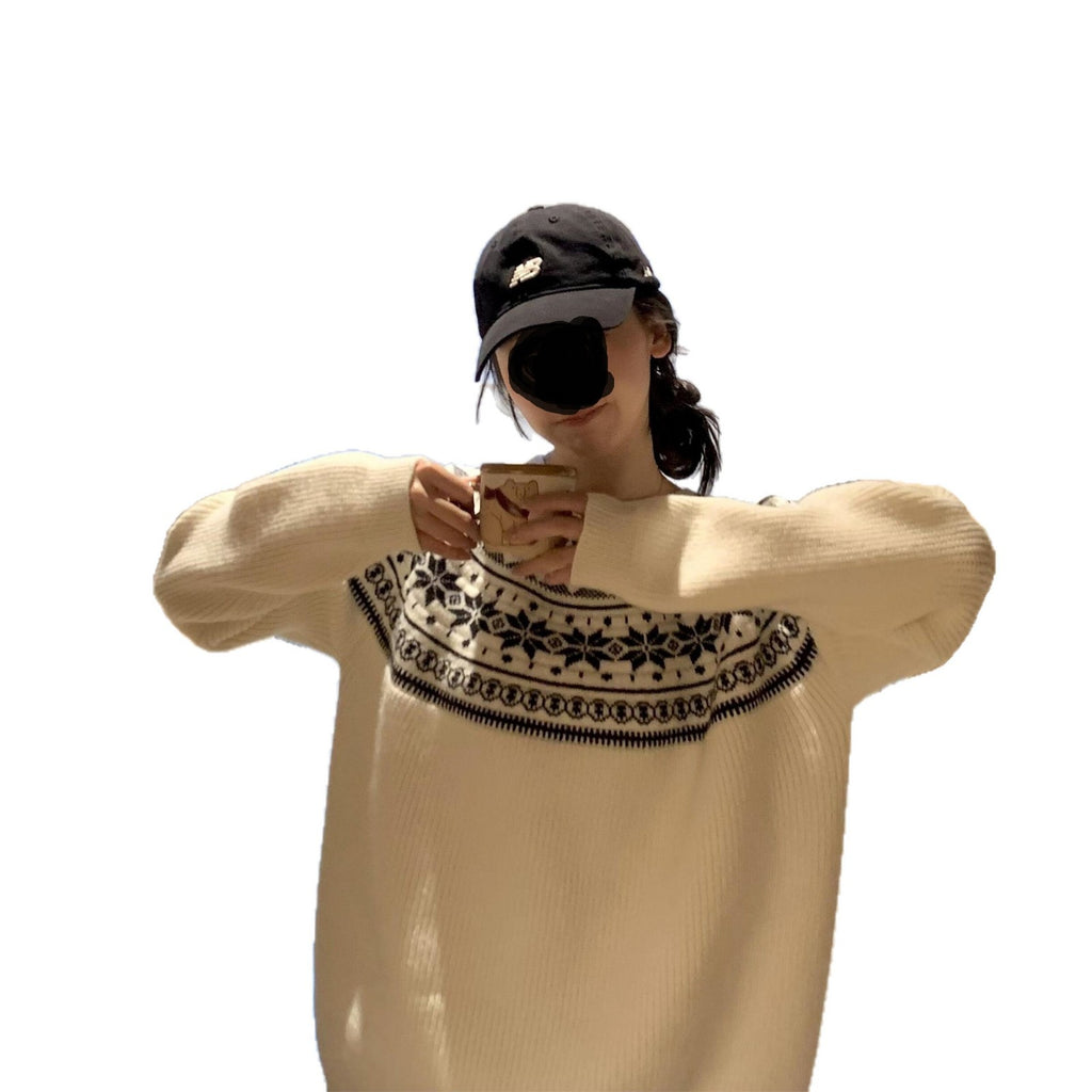 Soft And Relaxed-style Round-neck Loose-fit Pullover Knit Sweater