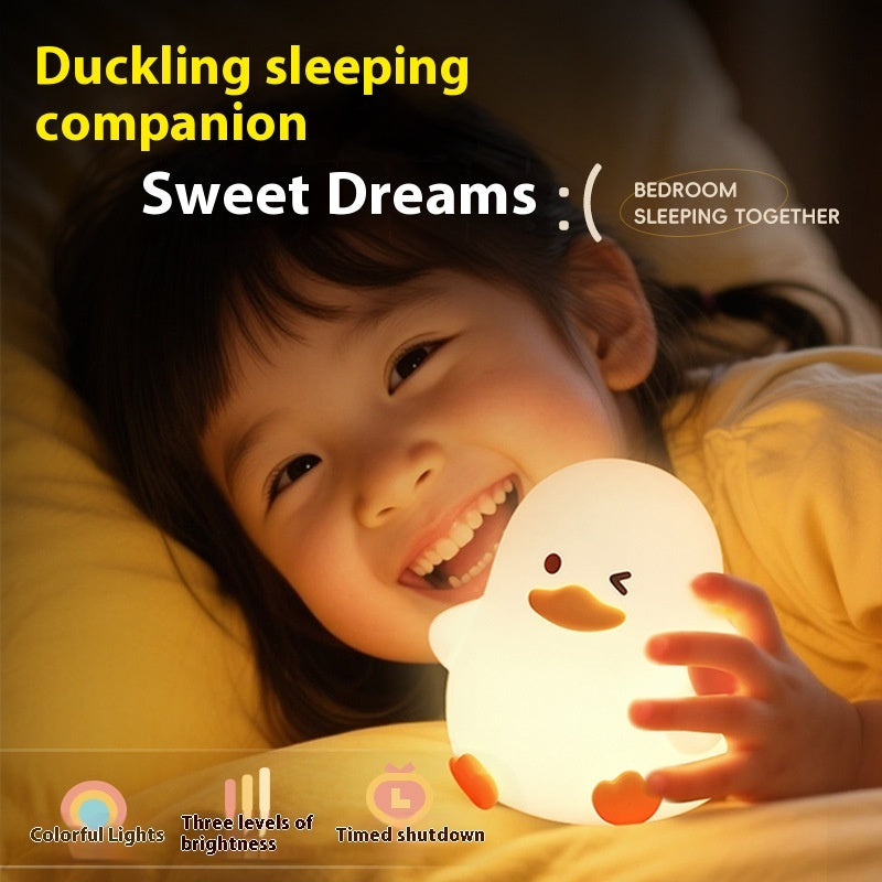 Love Duck Small Night Lamp Colorful Timing Night Light