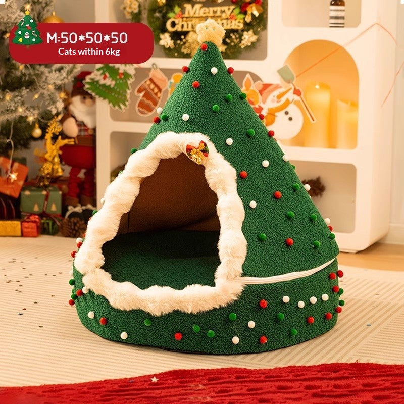 Closed And Plush Thick Christmas Cat Litter